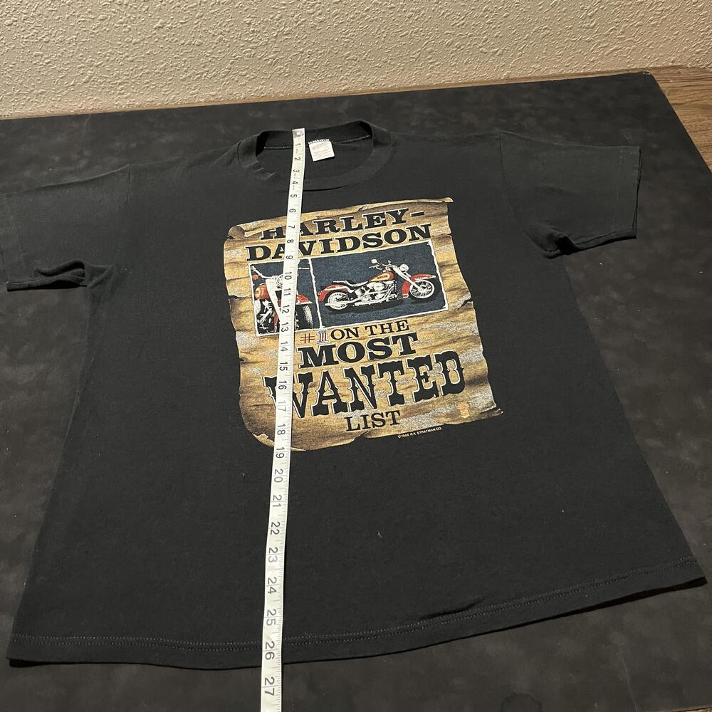 Vintage Harley Davidson Shirt Wanted Posted Large USA Berlin PA 80s 3D Emblem - Picture 7 of 11